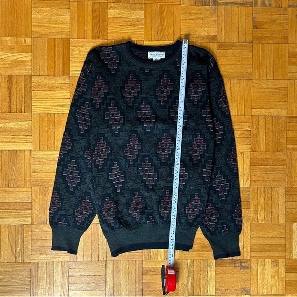 Tricots St Raphael Medium Vintage 1990's Green/Black/Brown Medium Wool Sweater - Picture 5 of 5